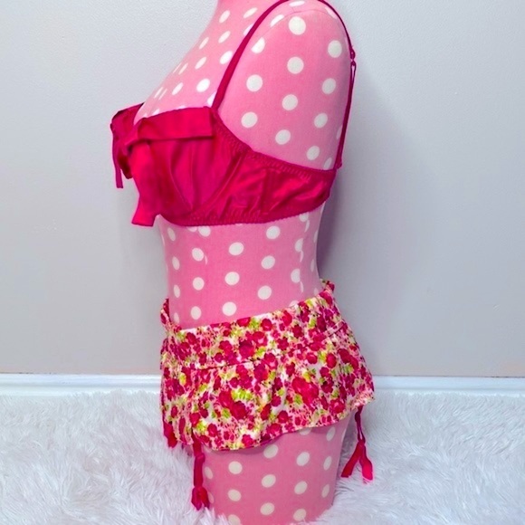 Victoria’s Secret floral garter skirt thong & bustier set - Picture 4 of 8